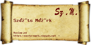 Szőts Márk névjegykártya