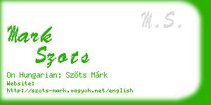 mark szots business card