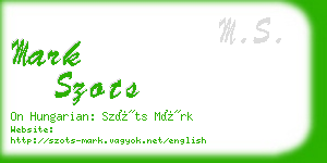 mark szots business card